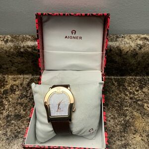 Etienne Aigner Rose Gold and Brown Leather Men's Watch